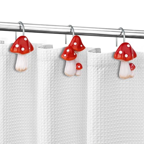 Crochets de rideau de douche champignon à suspension fluide lot de 12 - 6