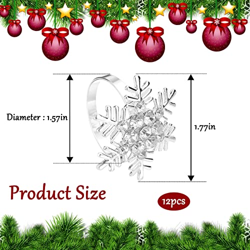 Image of Legigo Set of 8 Christmas Xmas Snowflake Napkin Rings Set- Metal Diamond Snow Xmas Napkin Ring Holders for Cloth Napkins, Christmas Holiday Party Dinner Table Decoration