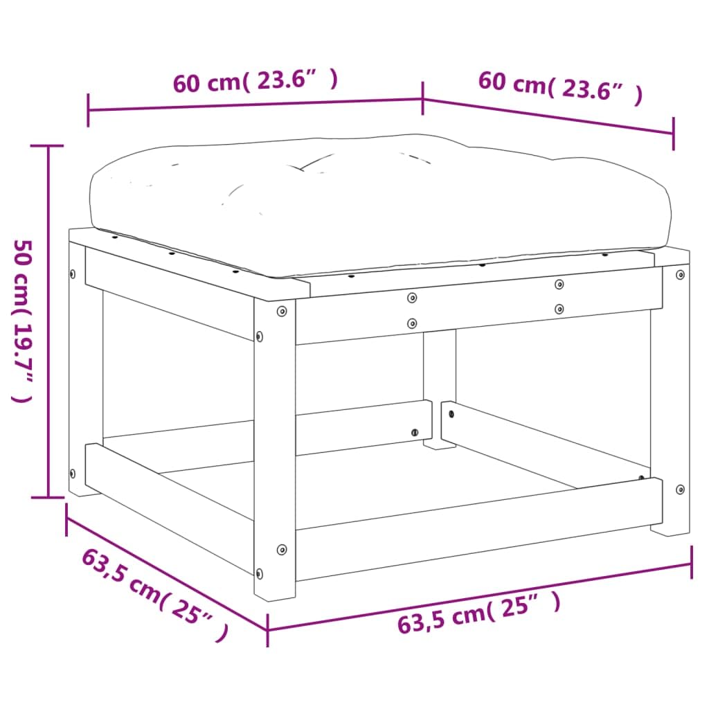 Taburete de jardín con cojín marrón cera de madera maciza de pino 83 x 73 x 78 cm, muebles de exterior resistente a la intemperie, para terraza, balcón, salón, acogedor y ahorra espacio