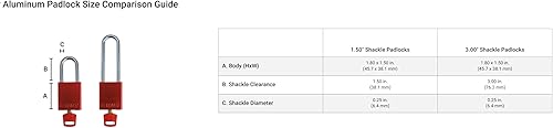 Miniatura 8 de Brady SDAL-BLU-38ST-KA6 - Juego de candados de bloqueo de seguridad, paquete de 6, color azul, con igual llave, 2 llaves por candado
