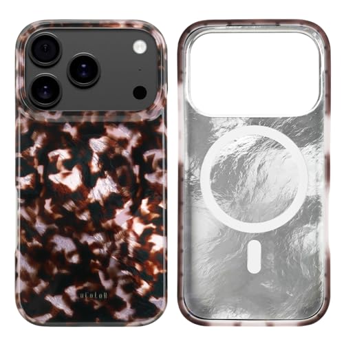 uCOLOR Compatible with iPhone 17 Pro Case [8 ft Drop Tested] Compatible with MagSafe - Laser Holographic Protective Sparkle Glossy Designer Cover (Pink Purple Tortoise Shell, iPhone 17 Pro)