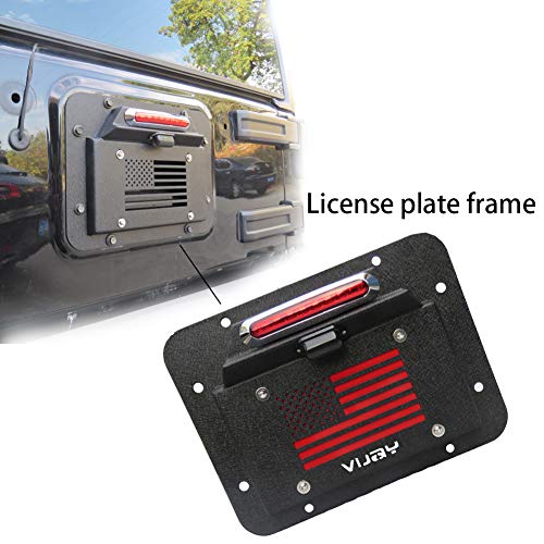 Vijay Tioyar Spare Tire Delete License Plate Relocation Kit W/Plate Illuminate Light & Third Brake Light Compatible With 2007-2017 Jeep Wrangler Jk Jku #TOP5