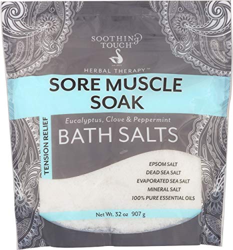 Soothing Touch Tension Relief Sore Muscle Soak Bath Salts Eucalyptus Clove & Peppermint 32 Oz