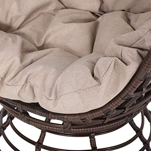Christopher Knight Home Frances Outdoor Wicker Swivel Egg Chair With Cushion, Dark Brown, Beige #TOP6