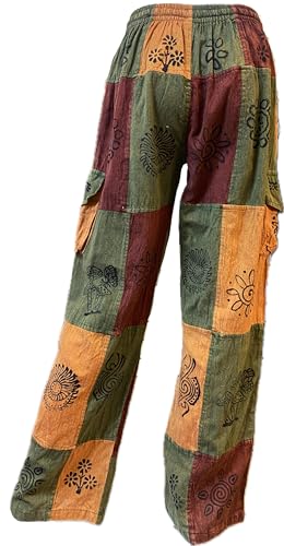 Karma Handicrafts Patchwork Hippy Cotton Festival Trouser Boho Yoga Pant Wide Leg Combat Nepal S232