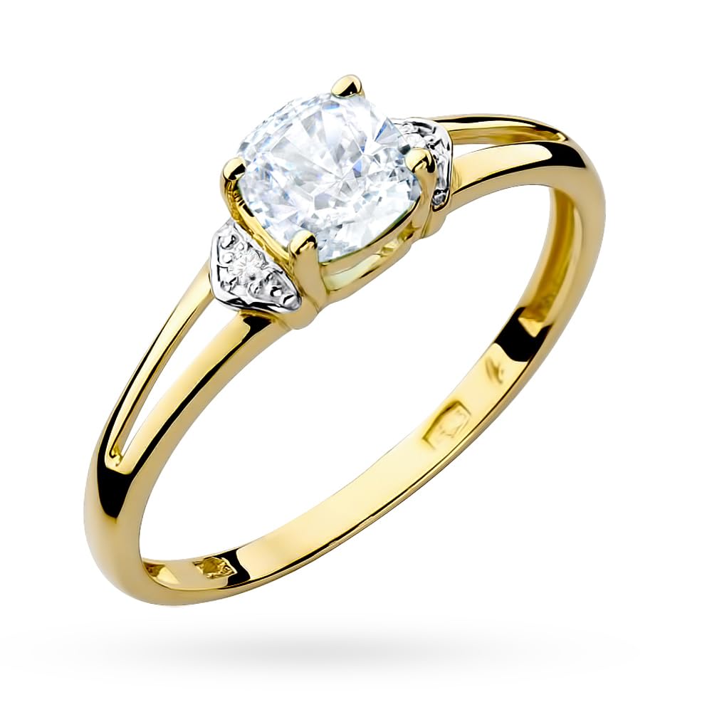 MARKO Goldring Damen 375 Echtgold – Ring mit Stein in 4 Farben (Weiß, Rot, Blau, Türkis) – Verlobungsring Damen Schmuck – Geschenk für Frauen in Geschenkbox – Courting