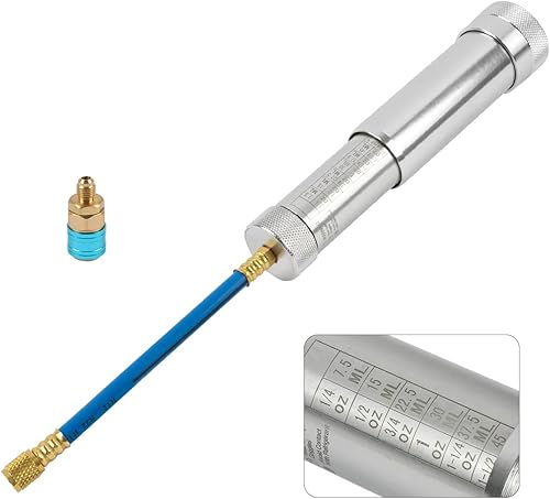 Inyector de aceite y tinte de CA tipo atornillado herramienta inyectora de aceite de CA de 2 onzas con escala kit de recarga de refrigerante R410A