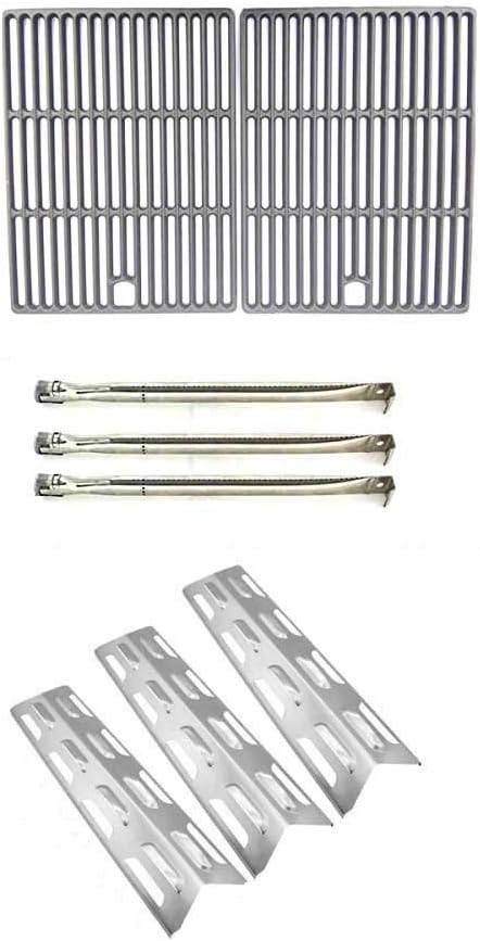 Repair Kit For Perfect Flame SLG2007B, 63033, SLG2007BN, 64876 BBQ Gas Grill Includes 3 Stainless Burners, 3 Stainless Heat Plates and Cast Iron Cooking Grates