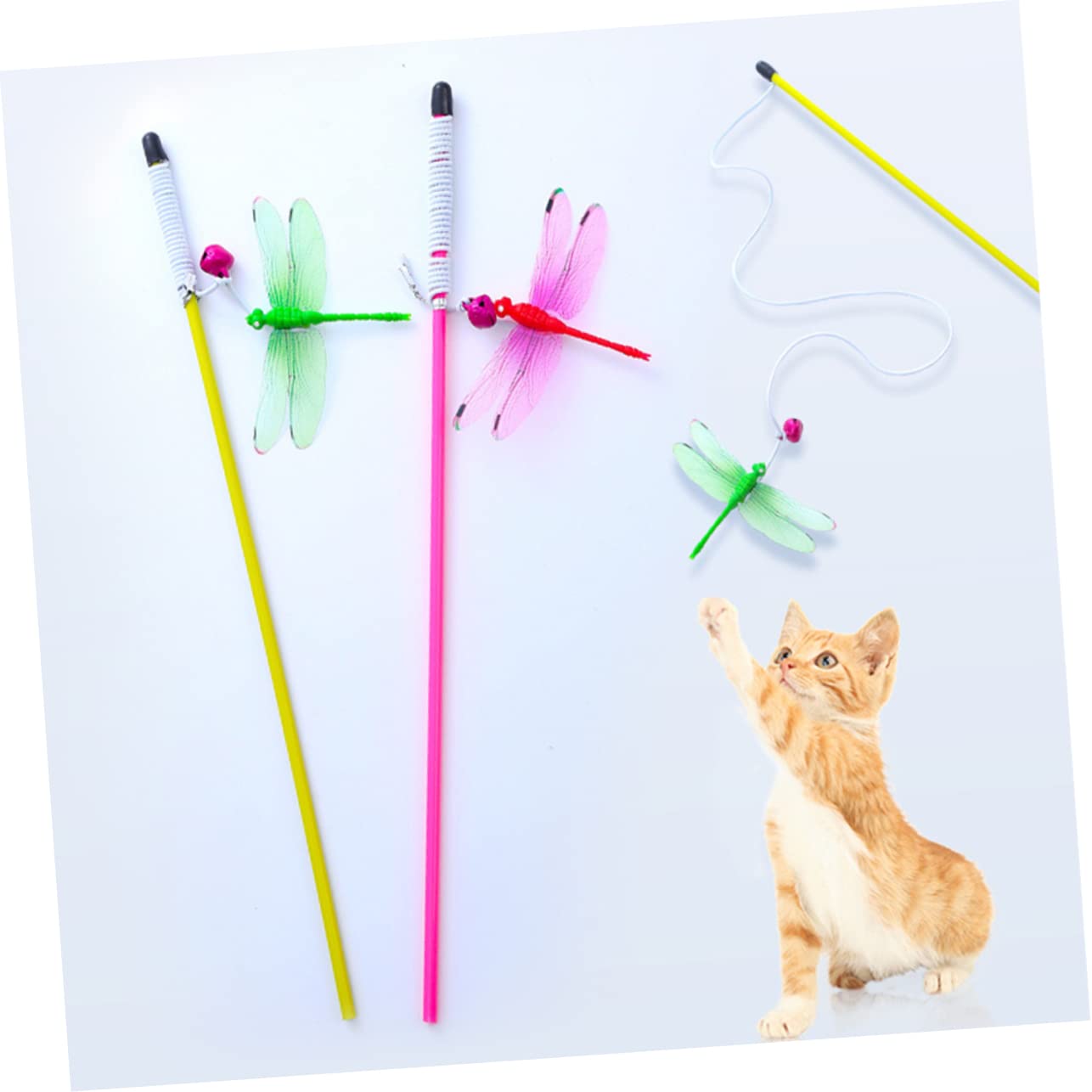 BESPORTBLE 16pièces à Jouer pour Chats Jouet Interactif Bois pour Chats Intérieur De Jaunes Rouges