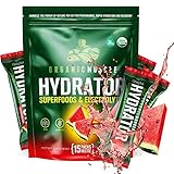 Organic Muscle Hydrator Electrolyte Powder Sticks, Watermelon (15 Packets) - Vegan Intra & Post Workout Supplement for Natural Energy with Organic Superfoods & Antioxidants - Recovery Support