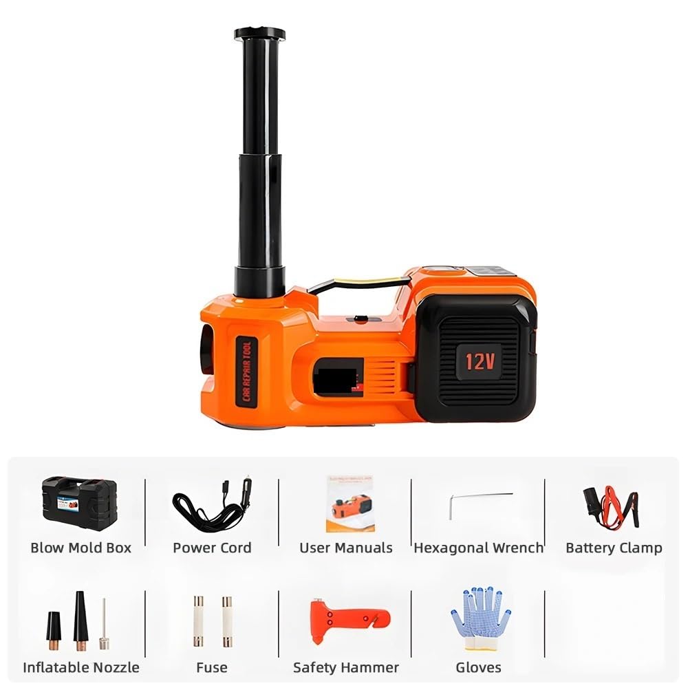 Cric a pantografo Martinetto Idraulico 5T 12V per Cambio Pneumatici con Pompa di gonfiaggio Cric Auto Cric a Forbice | Cric idraulico elettrico Per auto