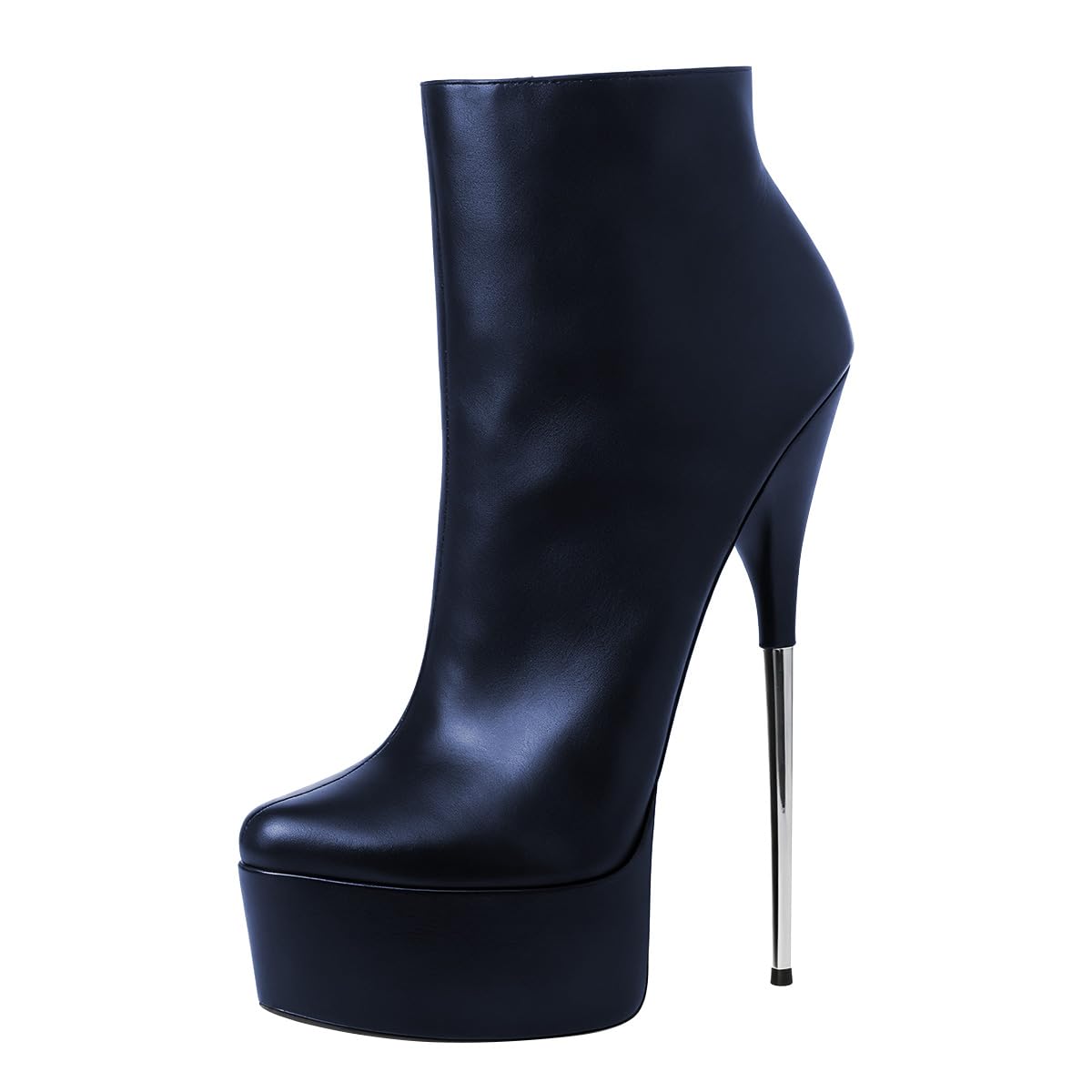FYS Womens Platform Round Toe Ankle Boots Stiletto High Heel Short Booties Side Zipper Fashion Party Dance Shoes