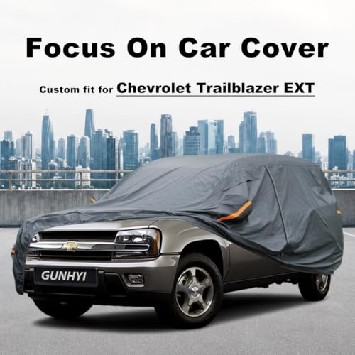 Image of GUNHYI Premium Car Cover Custom Fit Chevrolet Trailblazer EXT(2001-2010), 16 Layers Heavy Duty Car Cover Waterproof All Weather with Zipper Door for Sun Rain Snow Dust Uv Protection