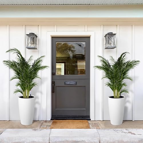 22" Tall Self-Watering Planters - Large Planters Set of 2 with Water Level Monitor & Inner Bucket, Outdoor & Indoor Flower Pot, Automatic Watering, Ideal for Porch, Patio, Backyard, White by HOMLANE - Used condition - Image 8