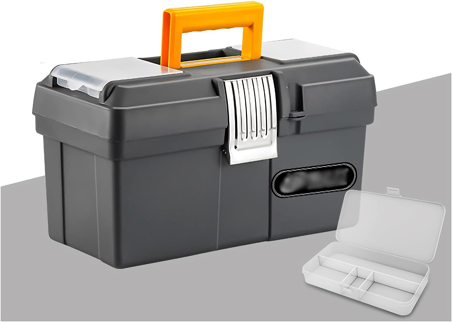 Toolbox Portable Tool Box Plastic Tool Box with Portable Tray Hardware Storage Organizer for Home Craftsman and Garage Tough case with Handle and Locking Tool Storage Organizer 18inch