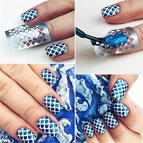 24 Sheets Nail Vinyls Nail Art Stencil Set Nail Hollow Irregular Grid Stencil Reusable Manicure Stickers Stamping Template Nail Art Tools For Nail Decoration (24Pcs Nail Vinyls) #TOP2