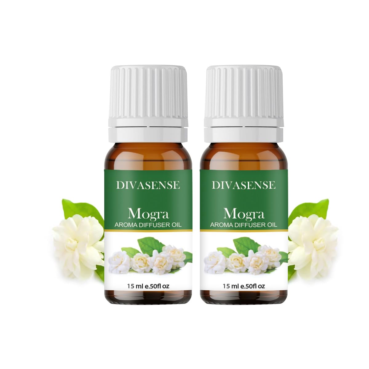 DIVASENSE Aroma Essential Oil for Aromatic Diffuser Mogra Flavor Home Fragrance, 15ml (Set of 2)