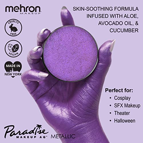 Image of Mehron Paradise FX Metallics - Metallic Purple 1.4 oz | Professional Water Activated Shimmering Metallic Paint for Raves, Costumes, Special Effects, Halloween, Stage, Screen, Theater & Cosplay FX