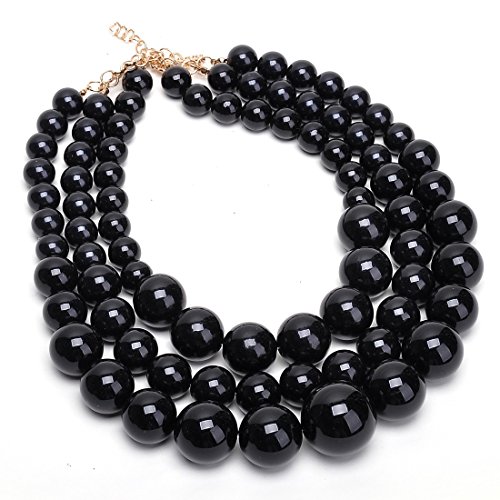 Fashion Jewelry Multi Strand Simulated Pearl Resin Chain Collar Choker Statement Necklace Costume Jewelry Necklaces for Women