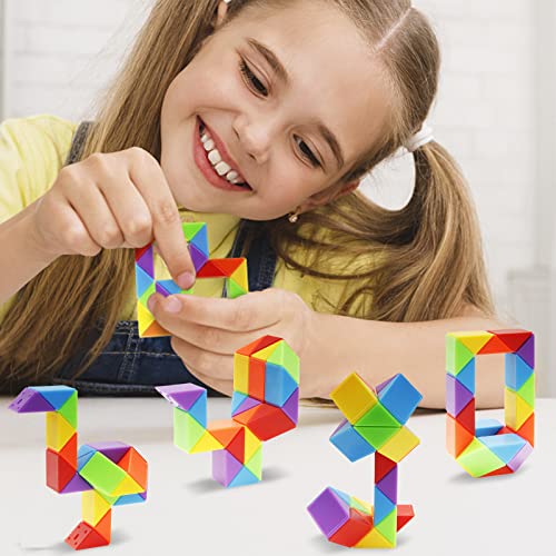 Ganowo 30 Pack Party Favor, Medium Fidget Snake Cube Twist Puzzle Toys For Kids Teens Stocking Stuffers Bulk Birthday Party Supplies Goodie Bags Fillers (Rainbow) #TOP3