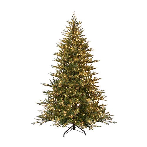 Puleo International 7.5 Foot Pre-Lit Balsam Fir Artificial Christmas Tree with 800 Clear Lights, Green