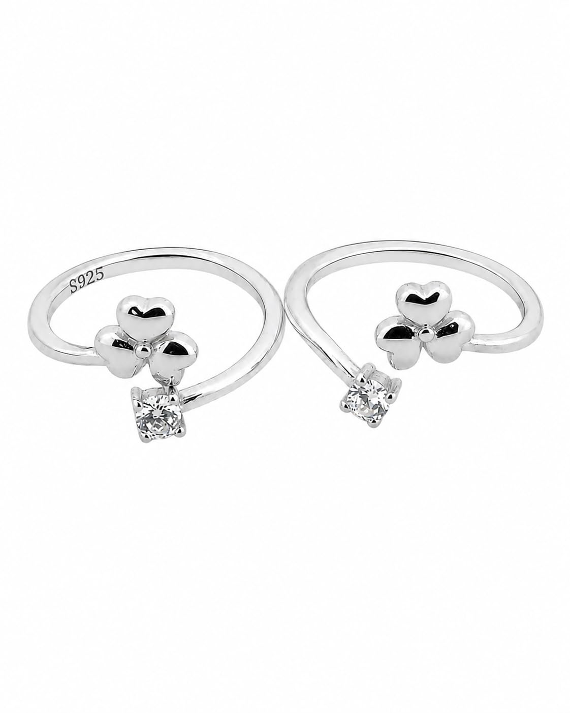Clover 925 Sterling Silver BIS Hallmarked Four-Leaf Toe Rings | Ideal Gift for Women | 4 Pieces Adjustable Floral Foot Jewelry Set with 925 Stamp-image-47