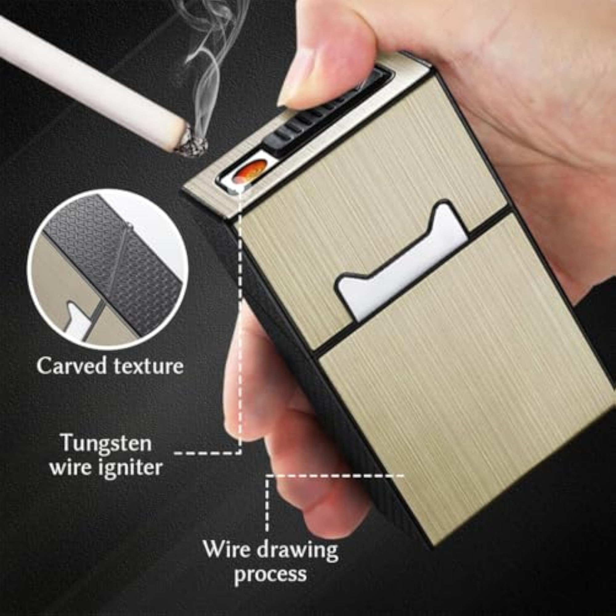 Cigarette Case with USB Lighter, Portable Design