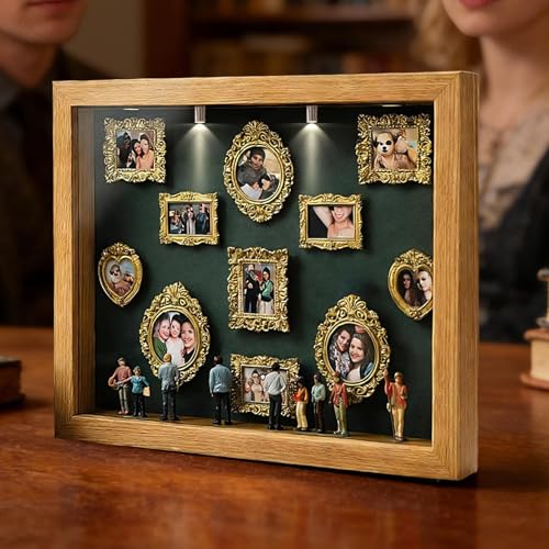 Mini Cajas De Silueta De Museo, Kit De Marco De Cajas De Sombra Con Minimarcos Dorados Y Figuras, Kit De Exhibición De Recuerdos Creativos Para Aniversarios, Bodas, Cumpleaños