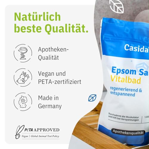 Epsom Salz Vitalbad - Magnesium zum Baden - 1000 g - Original Epsom Salz - Ideal für Voll- und Fußbäder - Epsom Salz aus der Apotheke