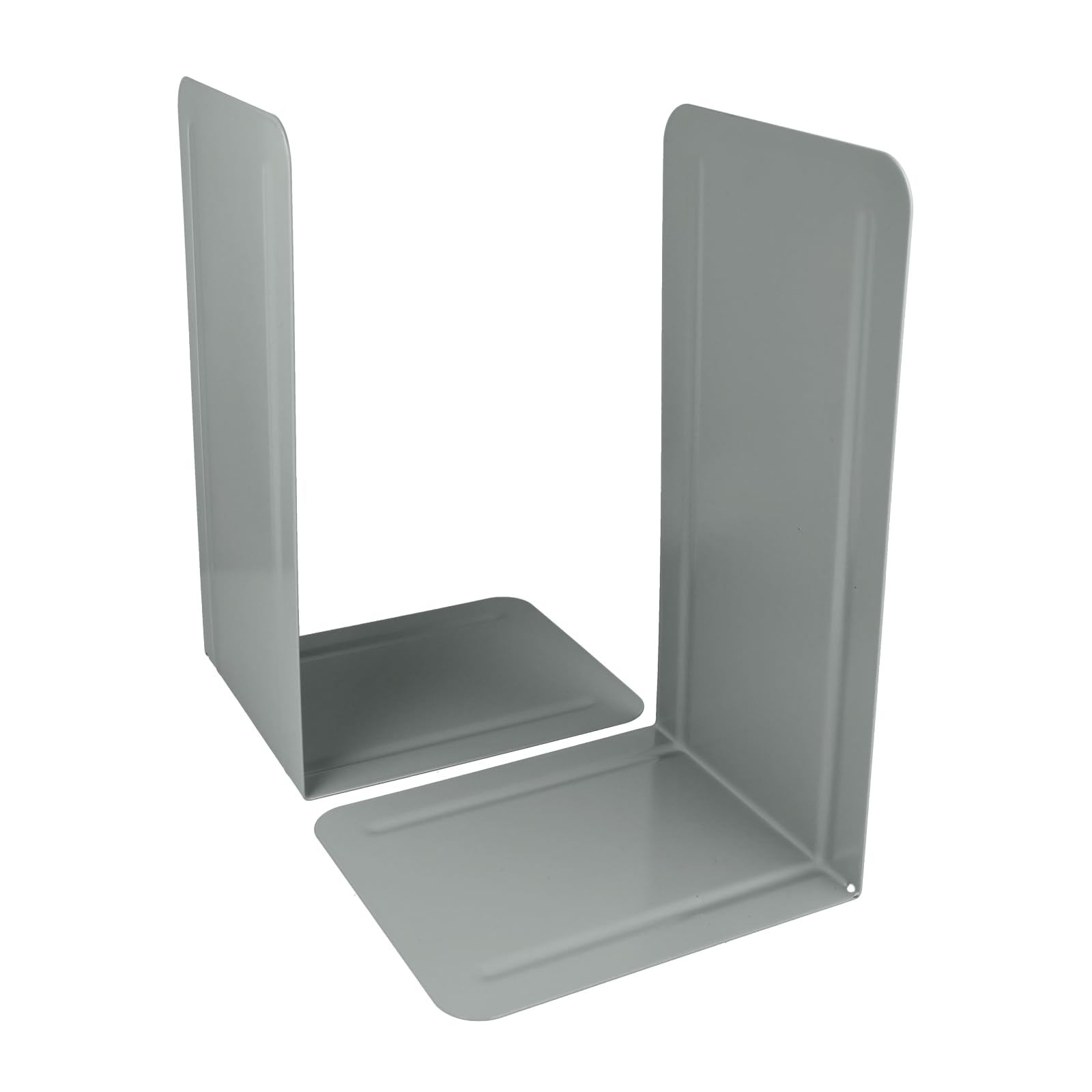 Westcott Szare podpórki na książki (2 sztuki) | metalowe 130 x 240 x 140 mm | stabilne uchwyty na książki lub segregatory | wytrzymały stojak na książki o grubości materiału 1 mm, do biura i