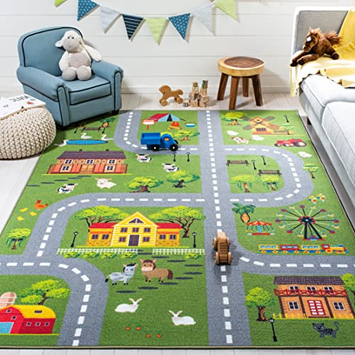 Tapete Deco SAFAVIEH Kids Playhouse 166x112 cm Verde/Gris