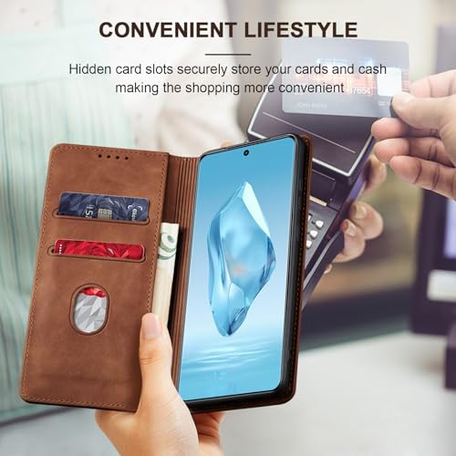 Image of Jasonyu Flip Wallet Case for OnePlus 12R,Brown