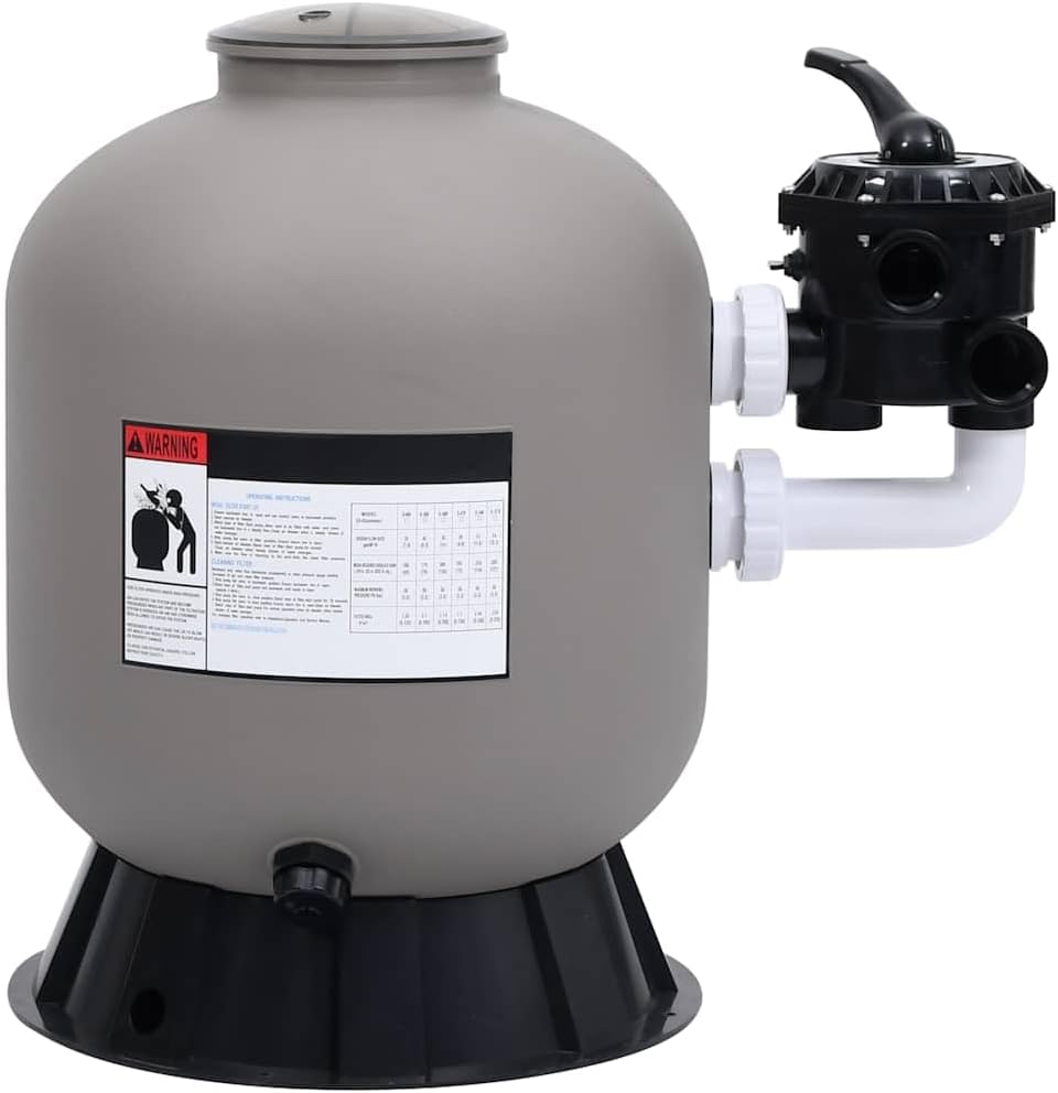vidaXL Pool Sand Filter System with Side-Mounted 6-Way Valve - High Flow Rate, Multi-Port Operation, Compatible with 0.75 HP Pumps, Durable Polyethylene