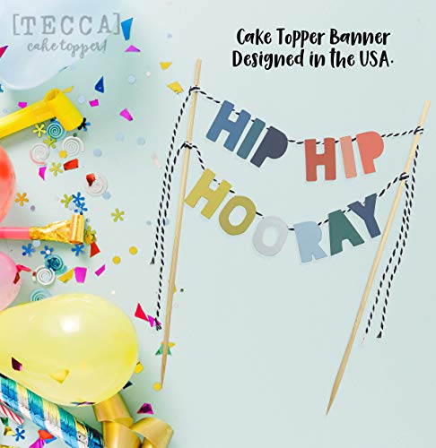 TECCA Hip Hip Hooray Banner Cake Topper with Ombre Color Double-Sided Paper Letters. Handmade, Food-Grade Safe, Pre-assembled and Re-usable. Great for Birthdays, Graduations, Anniversaries! - Thumbnail 5