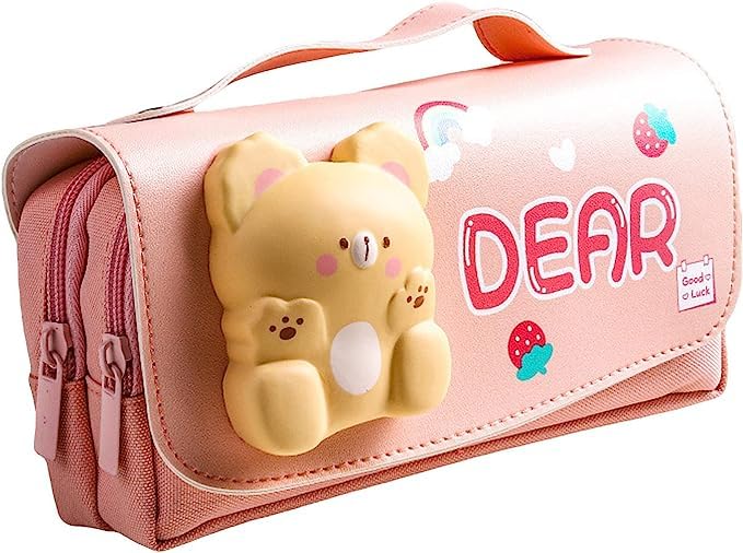 Invite Dear Style Pencil Pouch for Girls and Boys,Big Pencil Case for Kid,Zipper Pencil Kit Stationary Storage Box for School Children,Stationery Organizer Pen Box for Student[Pencil Pouch]