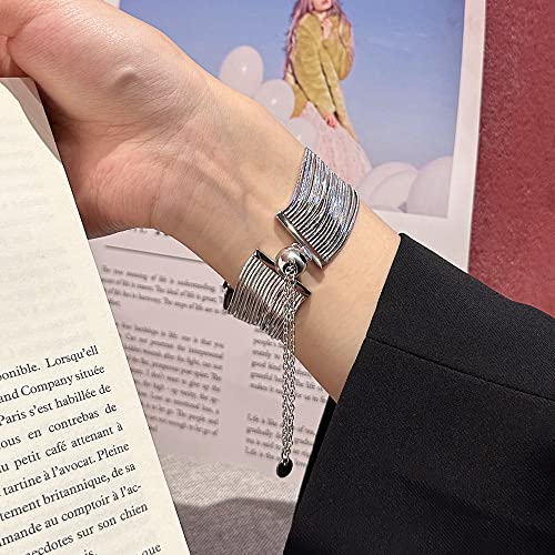 Gelvtic Compatible With Apple Watch Bands For Women Men Silver Chain Strap Tassel Gold Metal Smartwatch Bands Adjustment Replacement Compatible With Iwatch Bracelet Wristband Gift For Her 38/40/41/42/44/45/49Mm (Wa58-Silver-38/40/41Mm) #TOP3