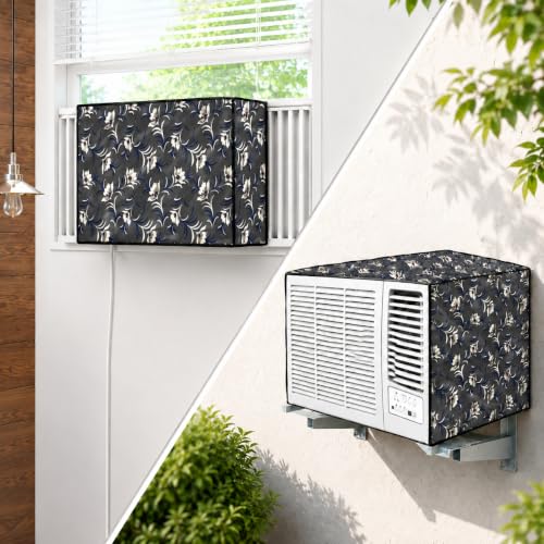 Image of Window AC Cover for 1.5 Ton AC | Waterproof Indoor & Outdoor AC Cover Combo | Dustproof UV Resistant Elastic | Protects from Sun Rust Scratches | Outdoor 69x61x48 cm & Indoor 69x48x10 cm