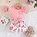 Toddler Baby Girls Ribbed Knit Outfit Ruffle Sleeveless Bowknot Tops Cute Flower Shorts Set Casual Fashion (Pink, 18)