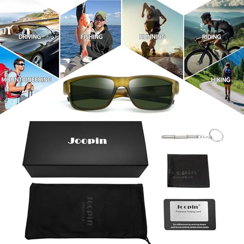 Image of Joopin Rectangle Sports Sunglasses Polarized UV Protection Shades for Men | Wrap Around Sun Glasses, Trendy Plastic Frame, TAC Lens, Safety, Driving, Running, Fishing, Cycling, Hiking