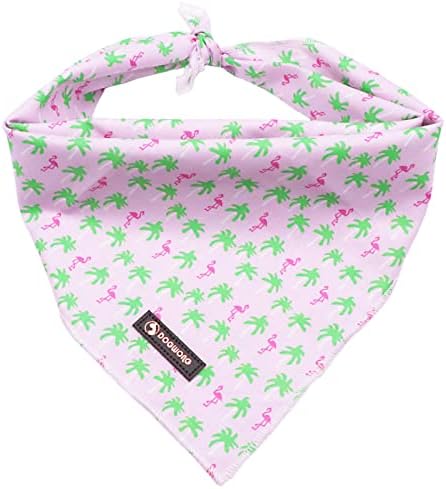 DOGWONG Summer Dog Bandana, Cotton Triangle Dog Scarf Pink Flamingo Dog Kerchief Washable Bibs Dog Neckerchief for Small Medium Large Dog