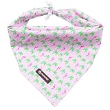 DOGWONG Summer Dog Bandana, Cotton Triangle Dog Scarf Pink Flamingo Dog Kerchief Washable Bibs Dog N