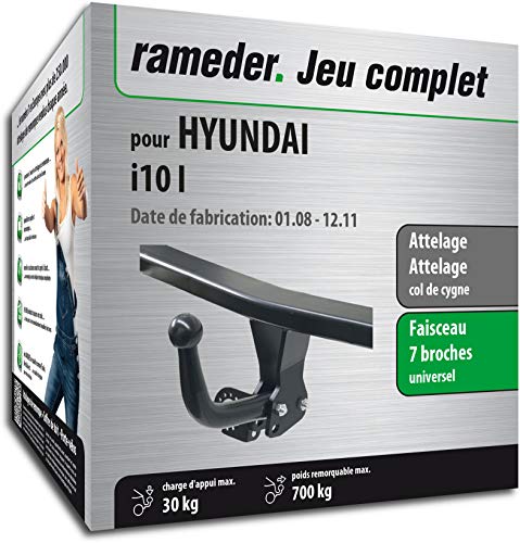 Attelage démontable avec Outil + Faisceau 7 Broches Compatible avec Hyundai i10 I (129434-07368-2-FR).