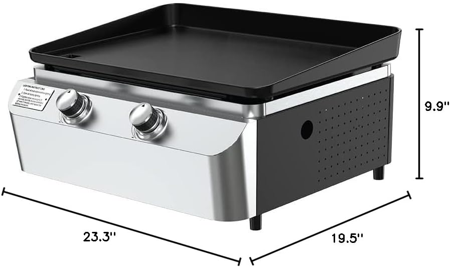 Dimensions of Nexgrill 2-Burner Propane Gas Tabletop Griddle