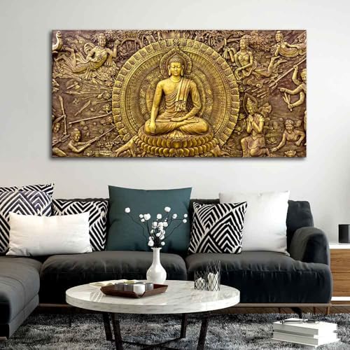 Image of VIBECRAFTS Canvas Paintings for Living Room Drawing Room Canvas Wall Painting of Gautam Buddha for Homedecore|Office|Gift|Livingroom|Bedroom(PTVCH 2398NN)(48 x 24 Inches)