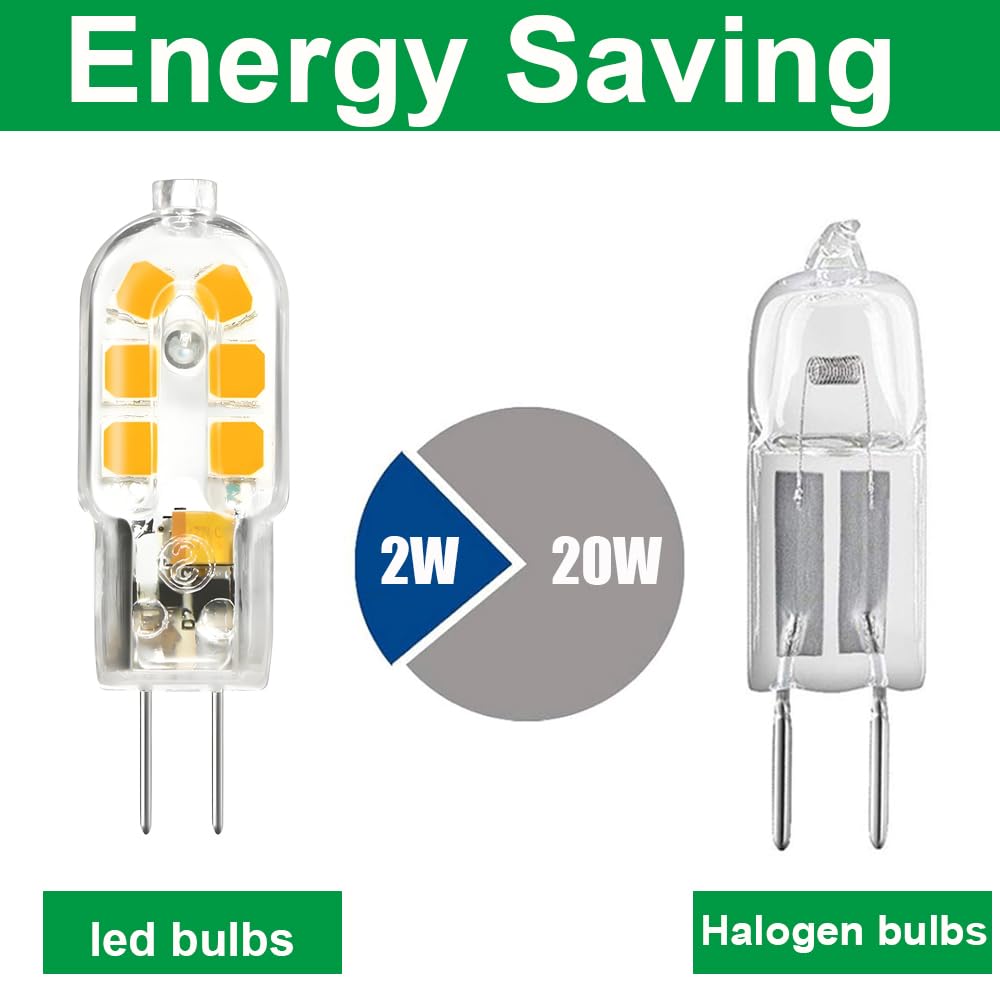12 Lampadine LED G4 2W 12V AC/DC - Bianco Freddo 6000K, 200LM, Sostitutive Alogene 20W - Non Dimmerabili Per Plafoniere E Cucine