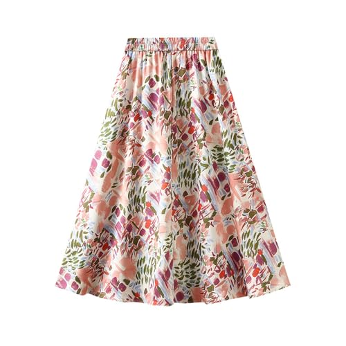 Women's Slim-Fitted Satin Skirts Elegant Floral Print High Waist Flowy A-Line Chiffon Midi Skirt2