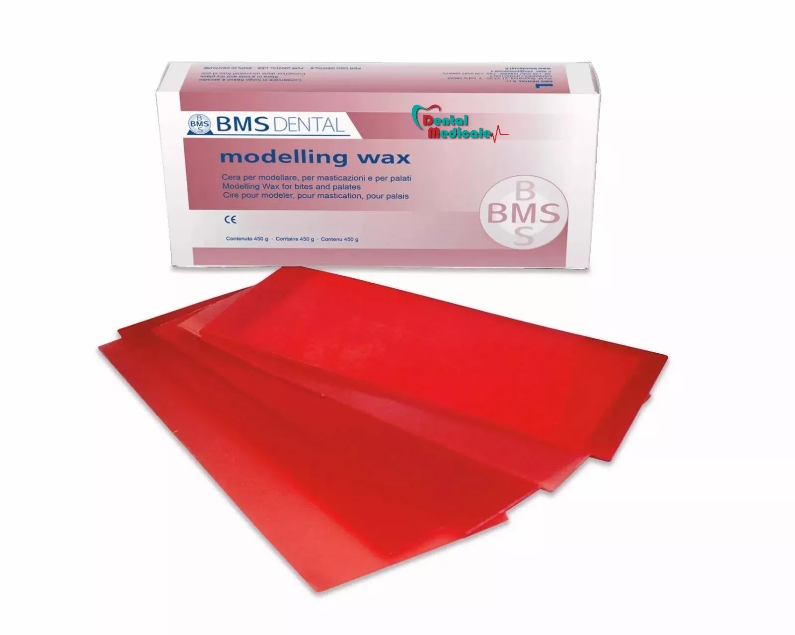 Cera in fogli rossa tipo duro per laboratorio odontotecnico BMS Dental 450g