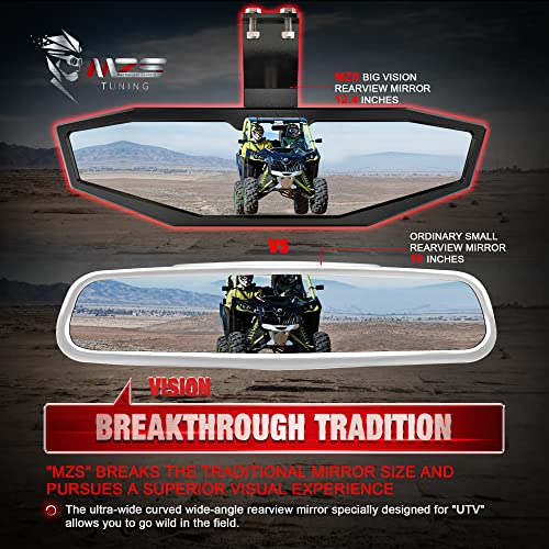 Image of MZS Aluminum UTV Center Rear View Mirror, Maverick Trail Rrarview Mirror Adjustable Black Compatible with 2018-2026 Maverick Trail and Sport / 2021-2026 Commander /MAX Accessories 715004924 715003638