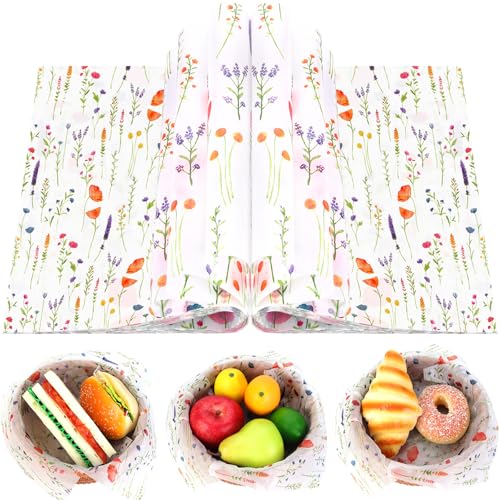150Pcs Lavender Deli Paper, 9.8 x 8.3inch Spring Flower Proof Food Deli Paper Sandwich Wrap Paper Grease Resistant Paper Liners Greaseproof Food Wax Paper for Home Kitchen