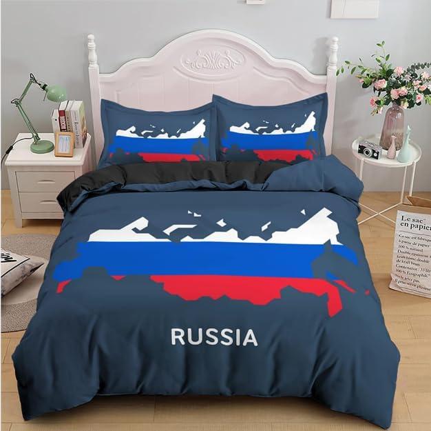 Housse de couette drapeau russe 220x240 en microfibre premium douce